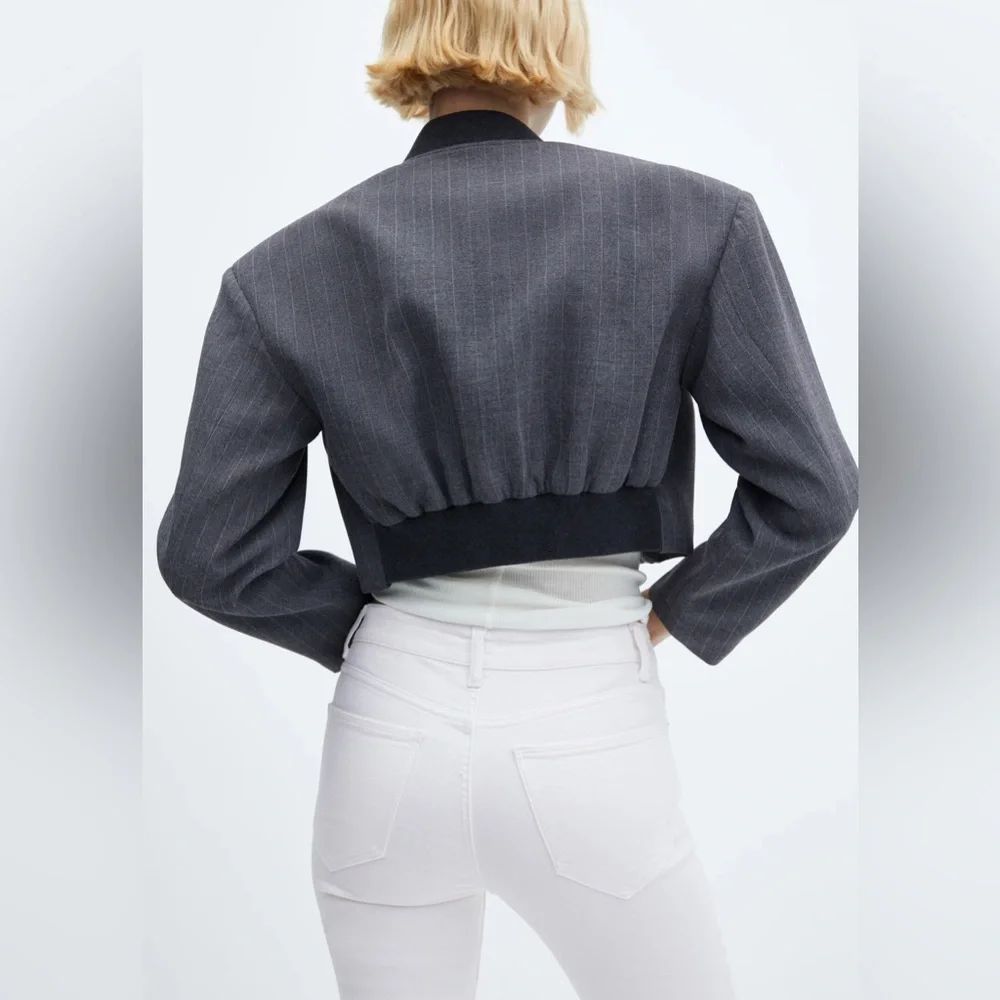 Mango Padded Shoulder Jacket with Wool Mix‎ Fabric. Size S.